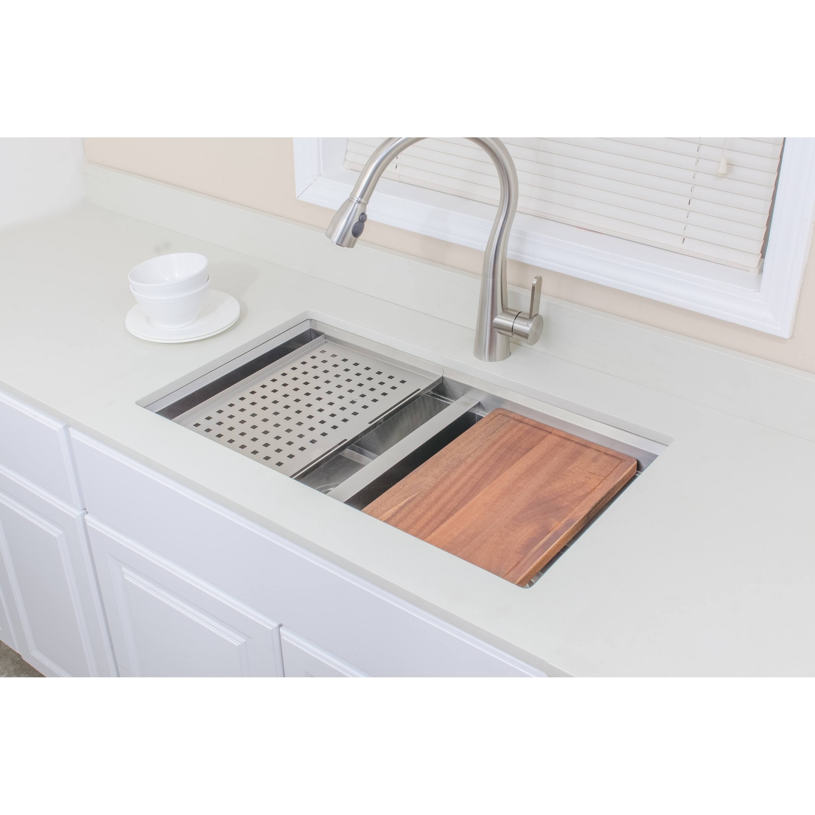 Wells Sinkware 3D Series 32-Inch Undermount 50-50 Double Stainless Steel Kitchen Sink w/ Companion Colander and Cutting Board