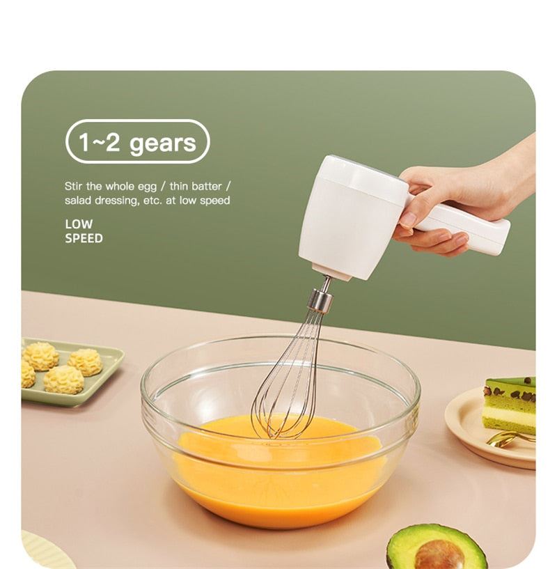 Electric Whisk USB Egg Beater Automatic Whip Whisk Cream Cake Mixer