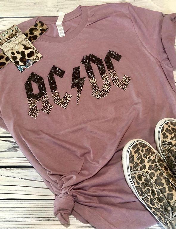 AC/DC Leopard Vintage Orchid Tee
