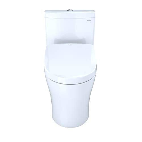 TOTO MW4463056CEMG#01 WASHLET+ Aquia IV Two-Piece Elongated Dual Flush 1.28 and 0.8 GPF Toiletwith S550e Electric Bidet Seat, Cotton White