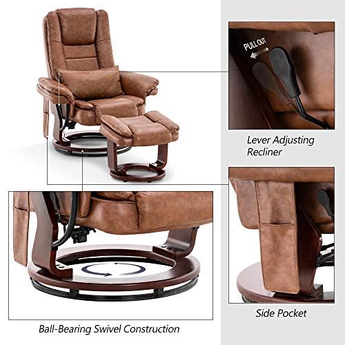 Recliner with Ottoman Chair Accent Recliner Chair with Vibration Massage