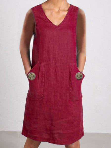 Casual Sleeveless Buttoned Dresses