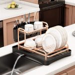 Double Layer Aluminum Alloy Sink Stand Dish Drying Rack Kitchen Organizer Drainer