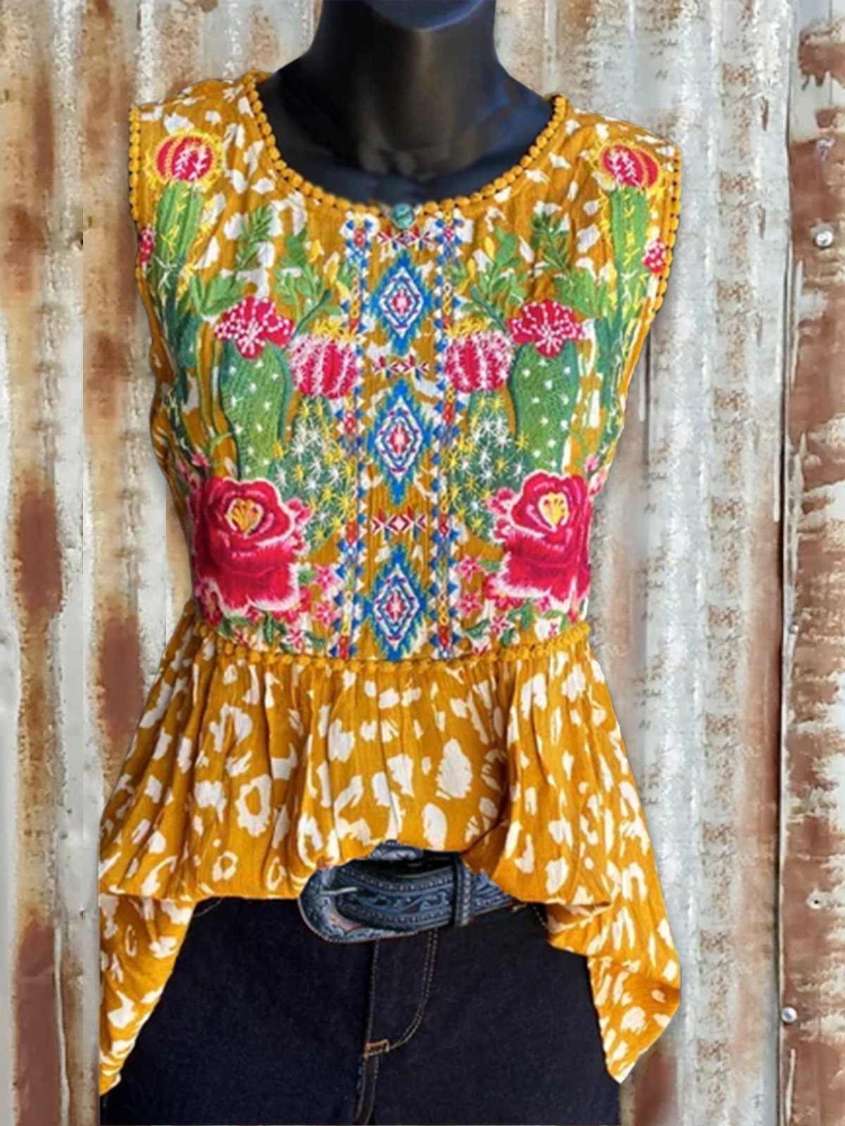 Floral Cotton-Blend Shirts & Tops