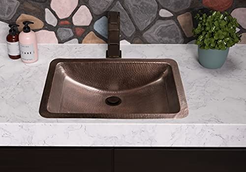 Copper Hand Hammered Venetian Dual Mount Sink (21 inches), (Rectangle)