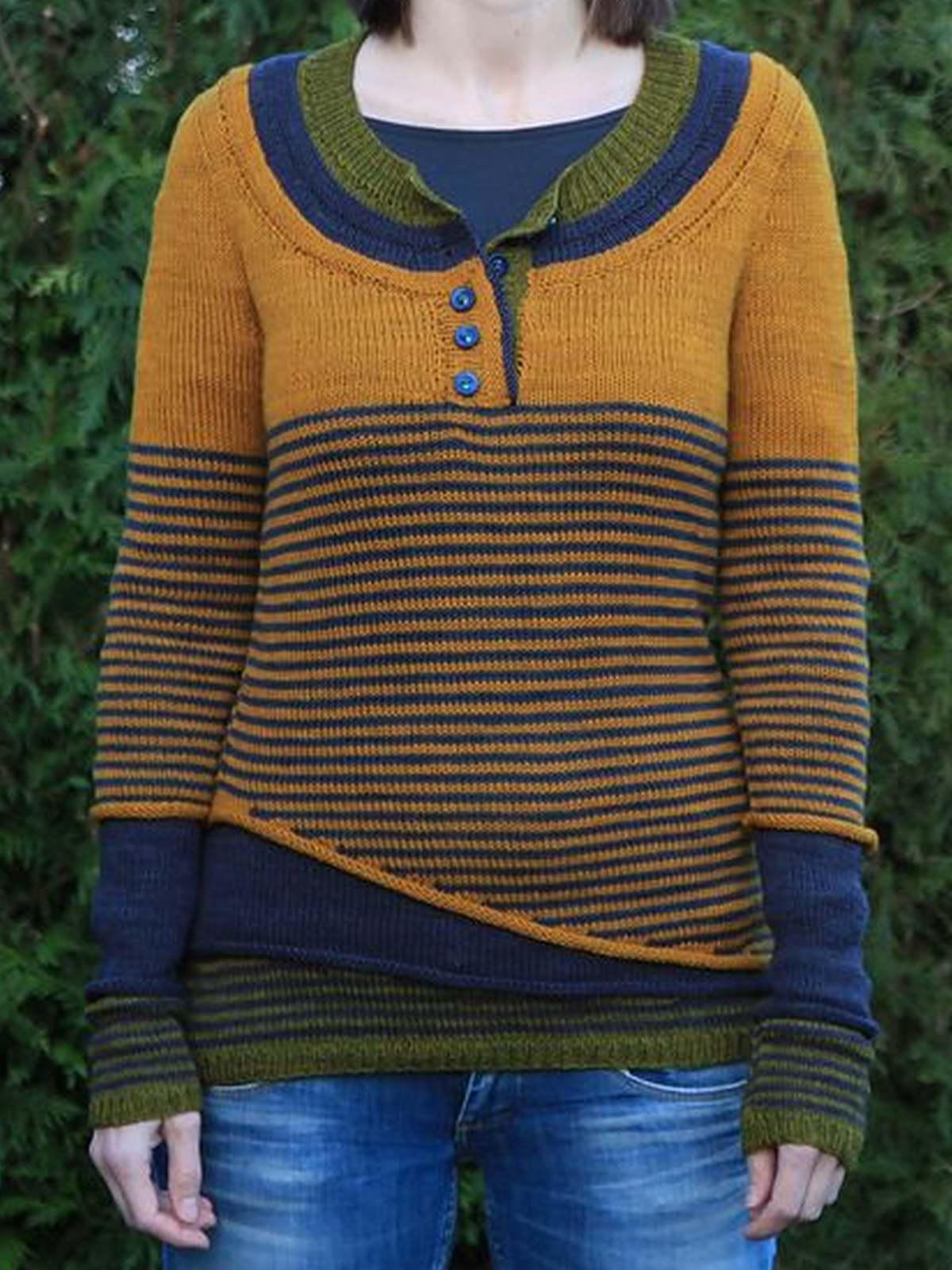 Yellow Striped Casual Wool Blend Women