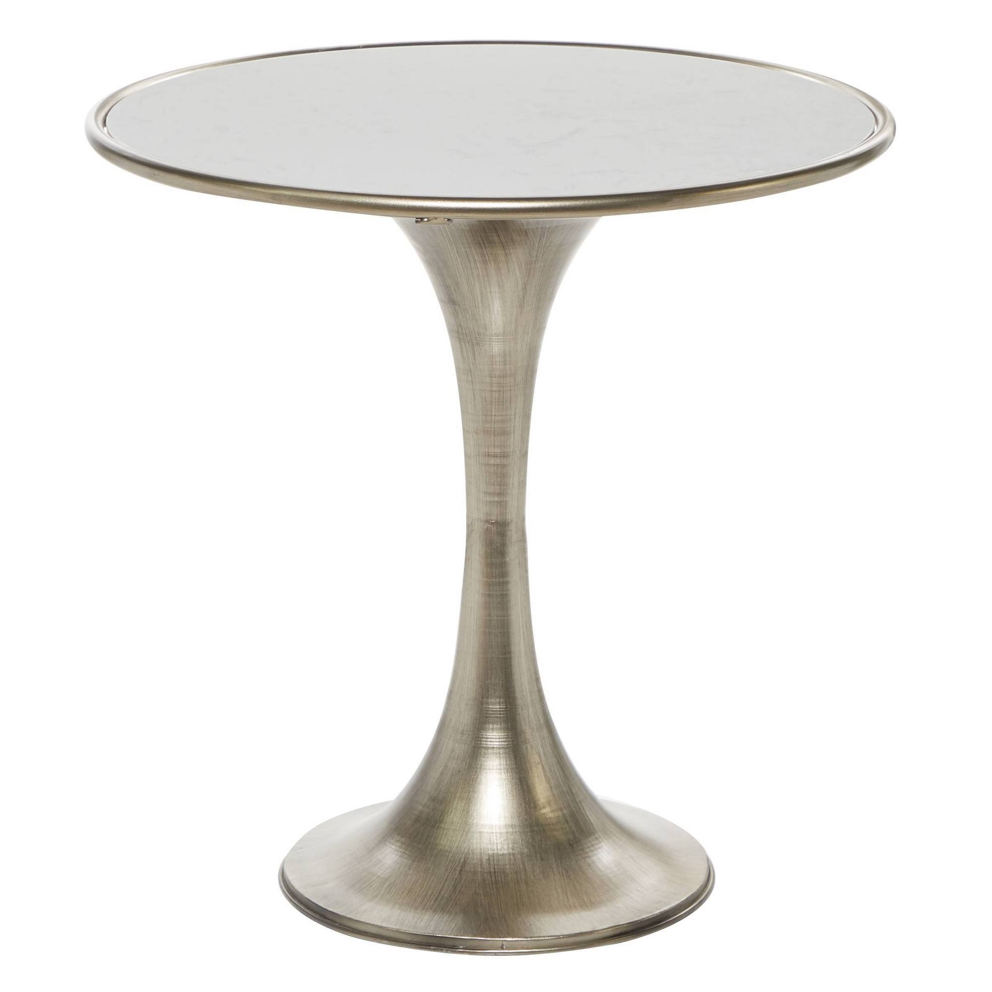 Litton Lane Silver Marble Industrial Accent Table