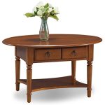 Leick Coastal Oval Coffee Table with Shelf