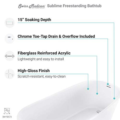 SM-FB573 Sublime 67′′ Oval Bathtub