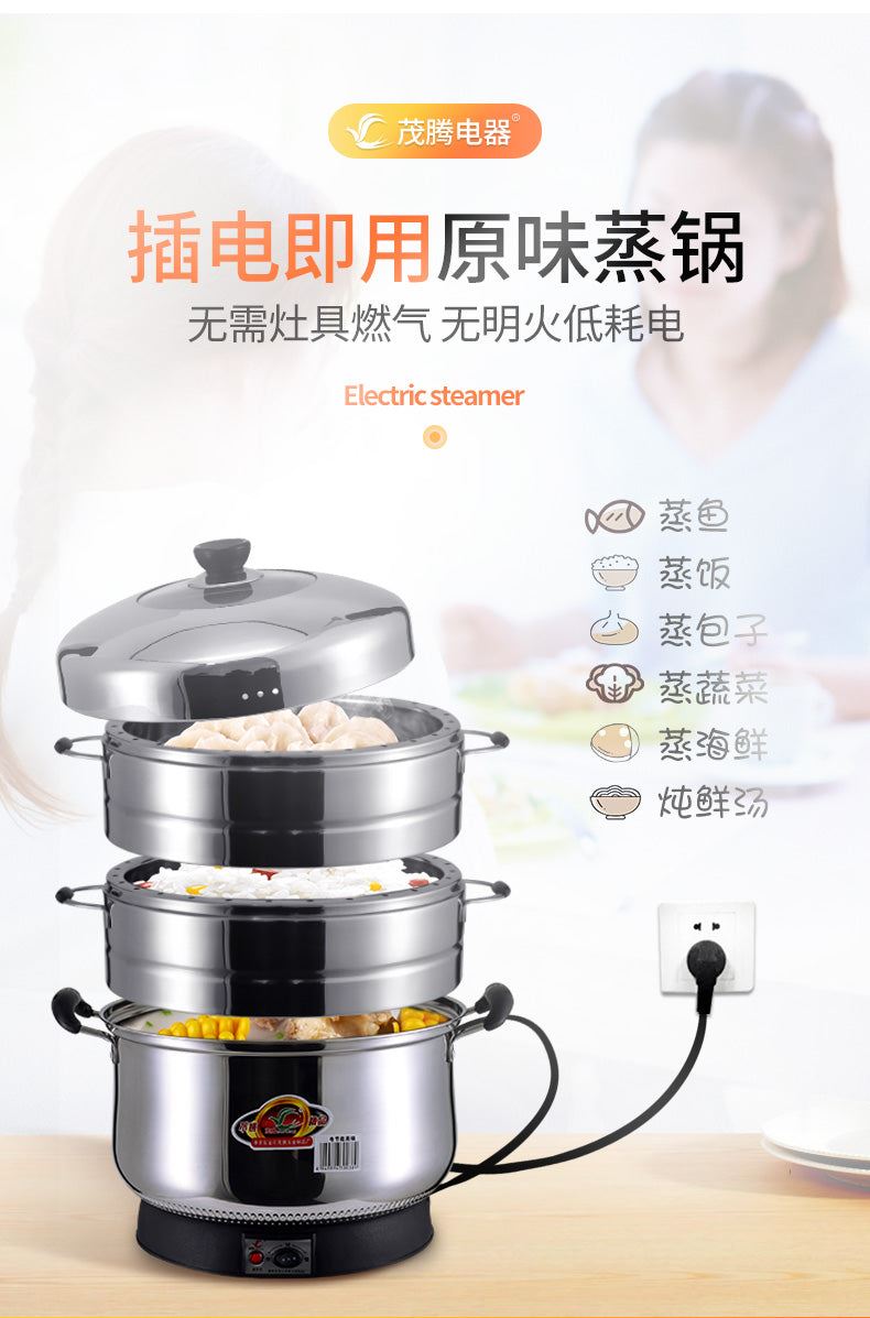 Electric Steamer Multi-layer Automatic Power-off Large Capacity Stainless Steel Steamer Food Warmer Steamer