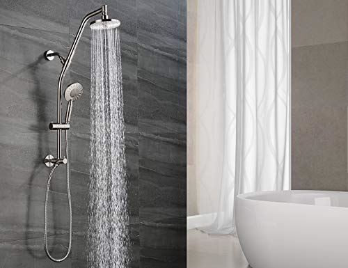 handheld shower head Brass Shower Column �C Height Adjustable Slider Brushed Nickel