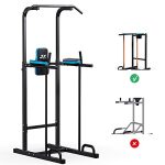 JX FITNESS Power Tower Pull Up Bar Dip Station for Home Gym, Upgraded Adjustable Multi-Funtional Station