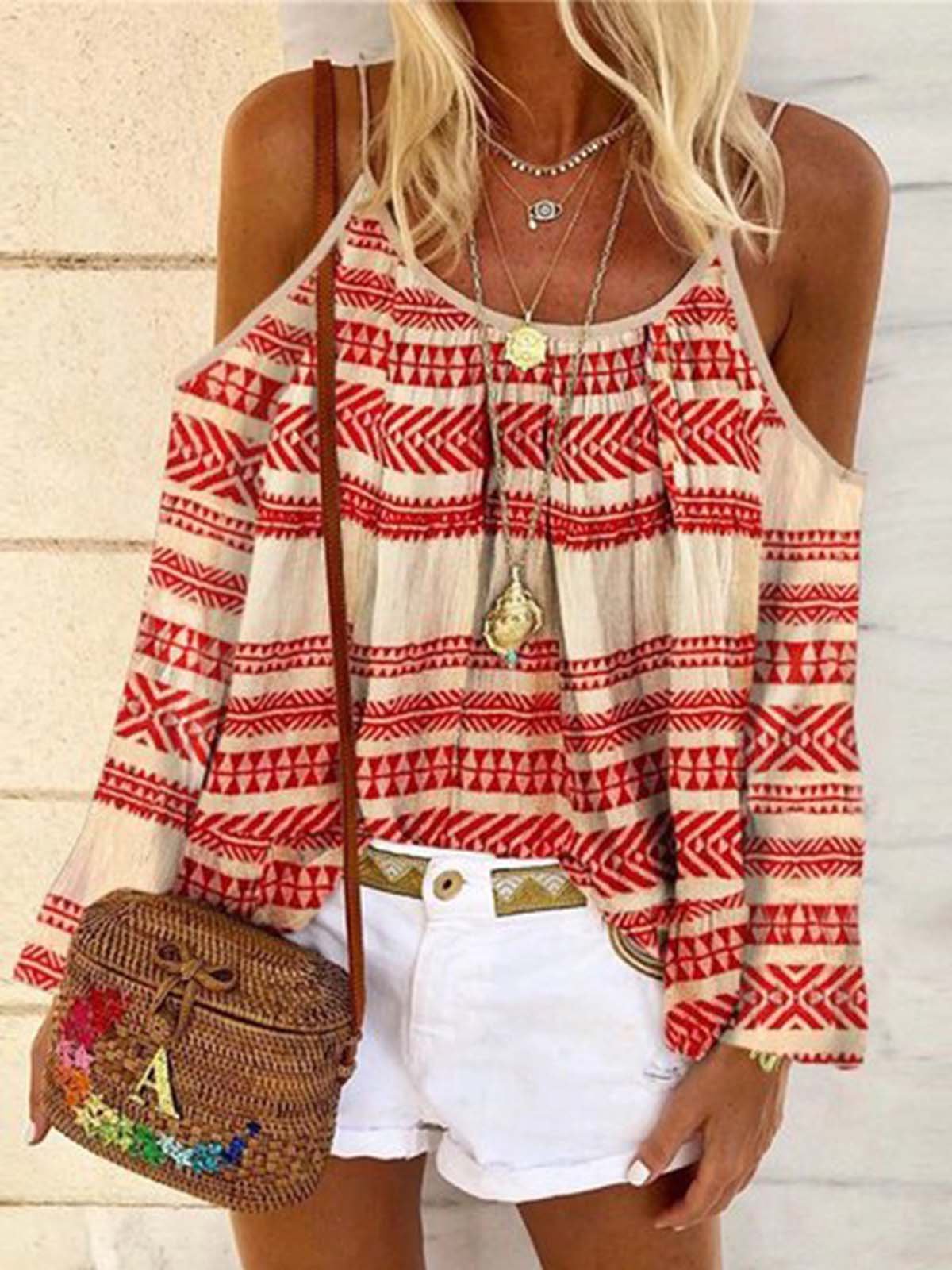 Boho Long Sleeve Printed Shirts & Tops