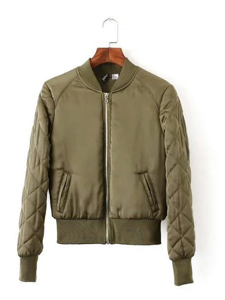 Casual Stand Collar pockets Zipper Bomber Jacket