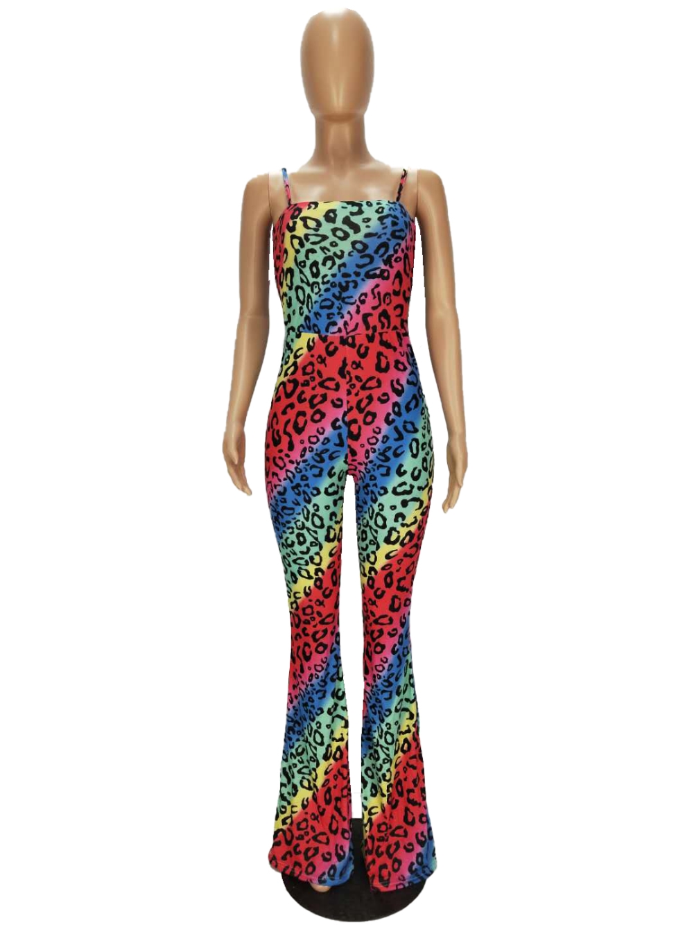 Bell Botton Sexy Leopard Halter Club Jumpsuit