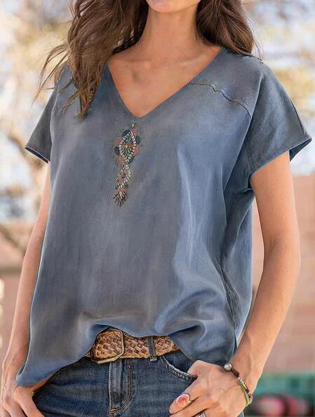 Casual Cotton-Blend Printed Shirts & Tops