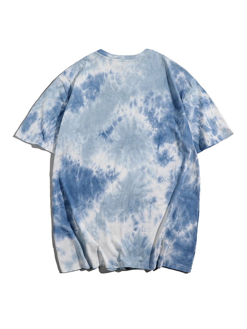 Tie Dye Round Collar Drop Shoulder Tee