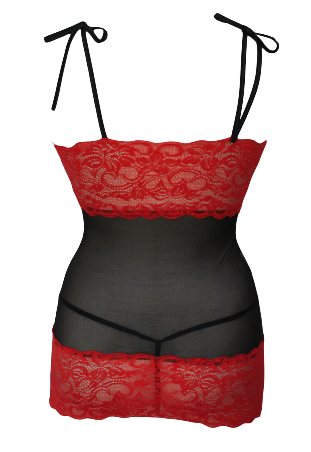 King Size Attacthed Garter Black Red Lace Valentine Chemise