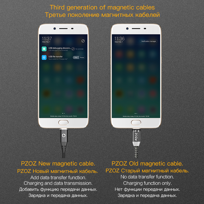 PZOZ Magnetic Cable Micro usb Type C Fast Charging Adapter Phone Microusb Type-C Magnet Charger usb c For iphone Samsung xiaomi