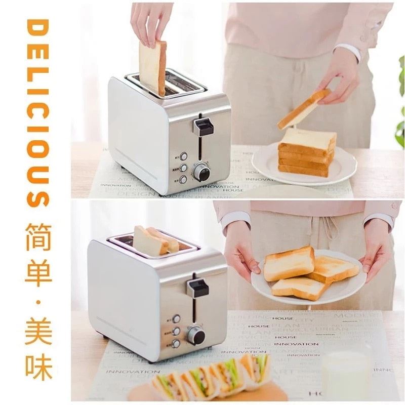 750w Automatic Fast heating bread toaster 2 Slices Stainless steel toaster