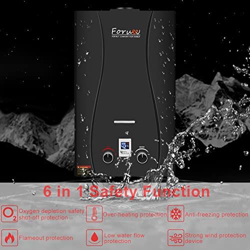 Tankless Water Heater Propane Shower, 2.64GPM/10Litre Capacity, 6-IN-1