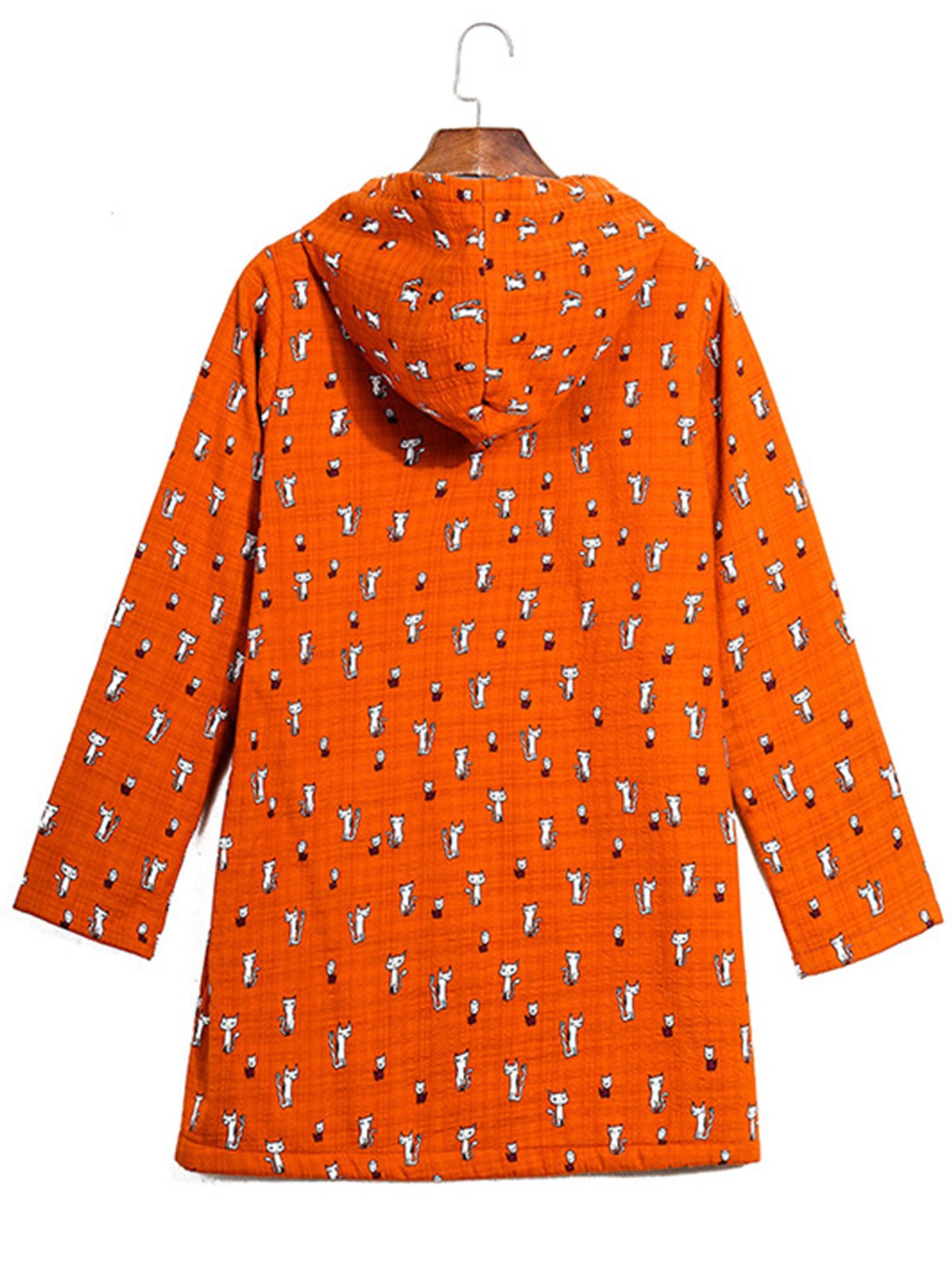 Cat Printed Hoodie Coat