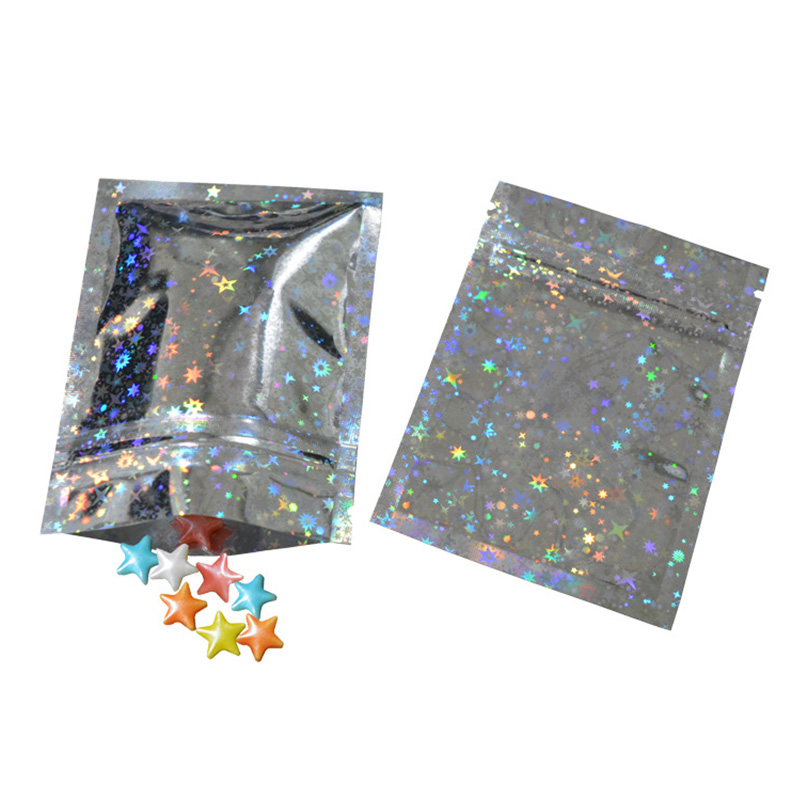 7.5x6.5cm In Stock Smell Proof Plastic Zipper Packaging Ziplock 3 Three Side Seal Aluminum Foil Flat Pouch Bag