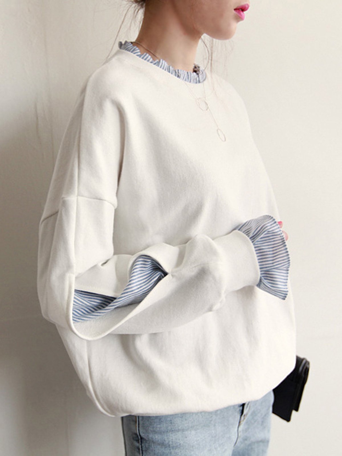 Long Sleeve Ruffled H-line Hoodie