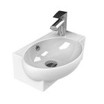 Curved Corner Ceramic Wall Mounted/Vessel Sink, White