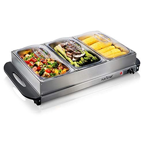 NutriChef 3 Buffet Warmer Server Professional Hot Plate Food Warmer Station