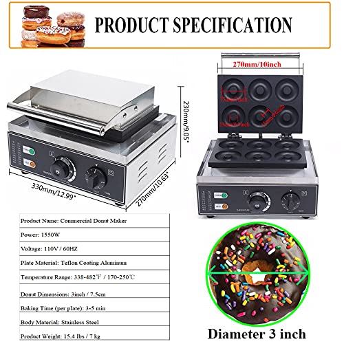Electric Donut Maker, 6 Holes Commercial Doughnut Making Machine Non-stick