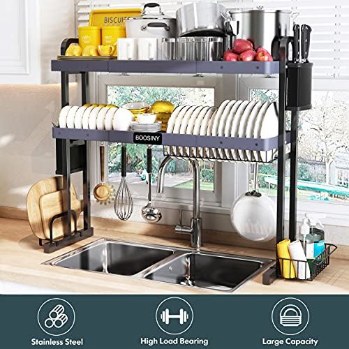 Over The Sink Dish Drying Rack, Boosiny 2 Tier