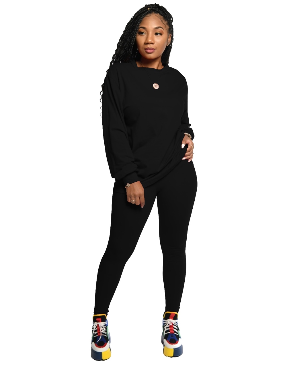 Autumn Casual Plain Two Piece Pants Set