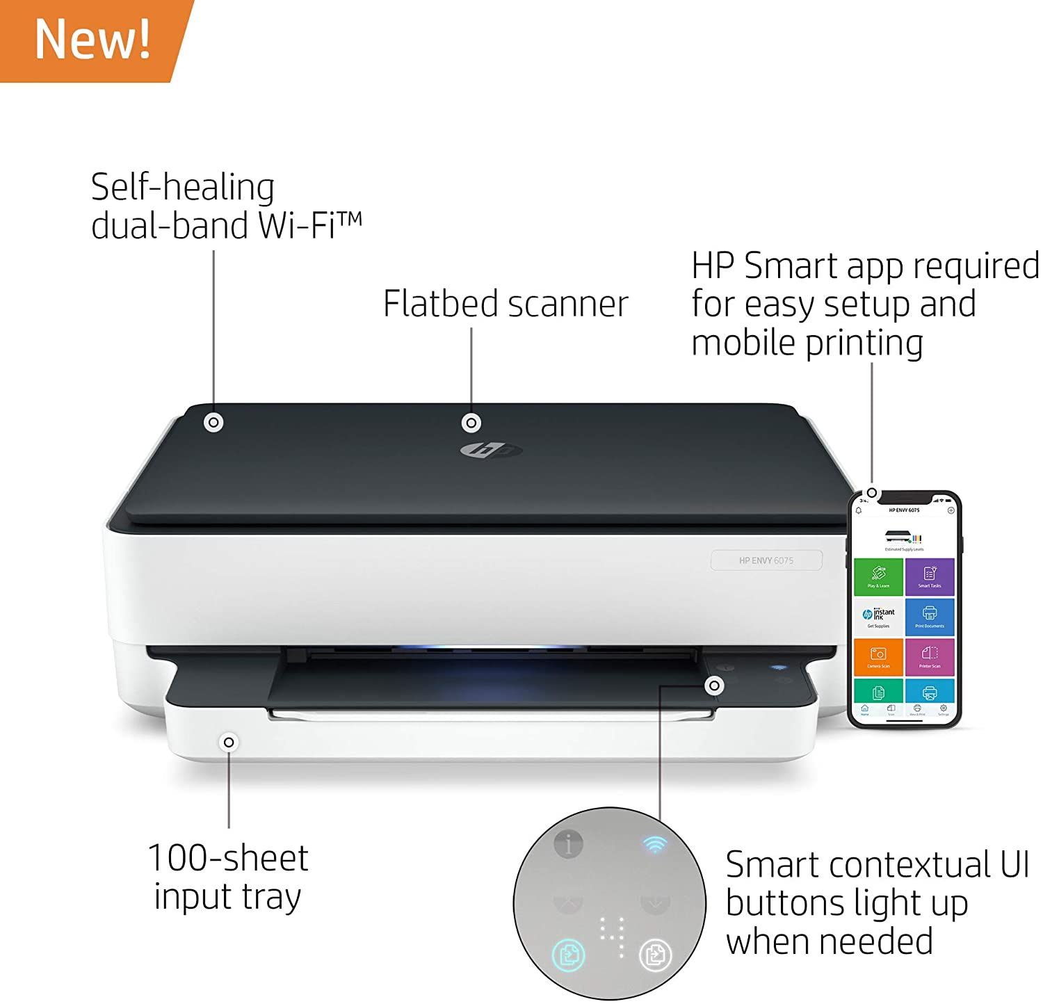 HP Envy 6075 Wireless All-in-One Printer, Includes 2 Years of Ink Delivered