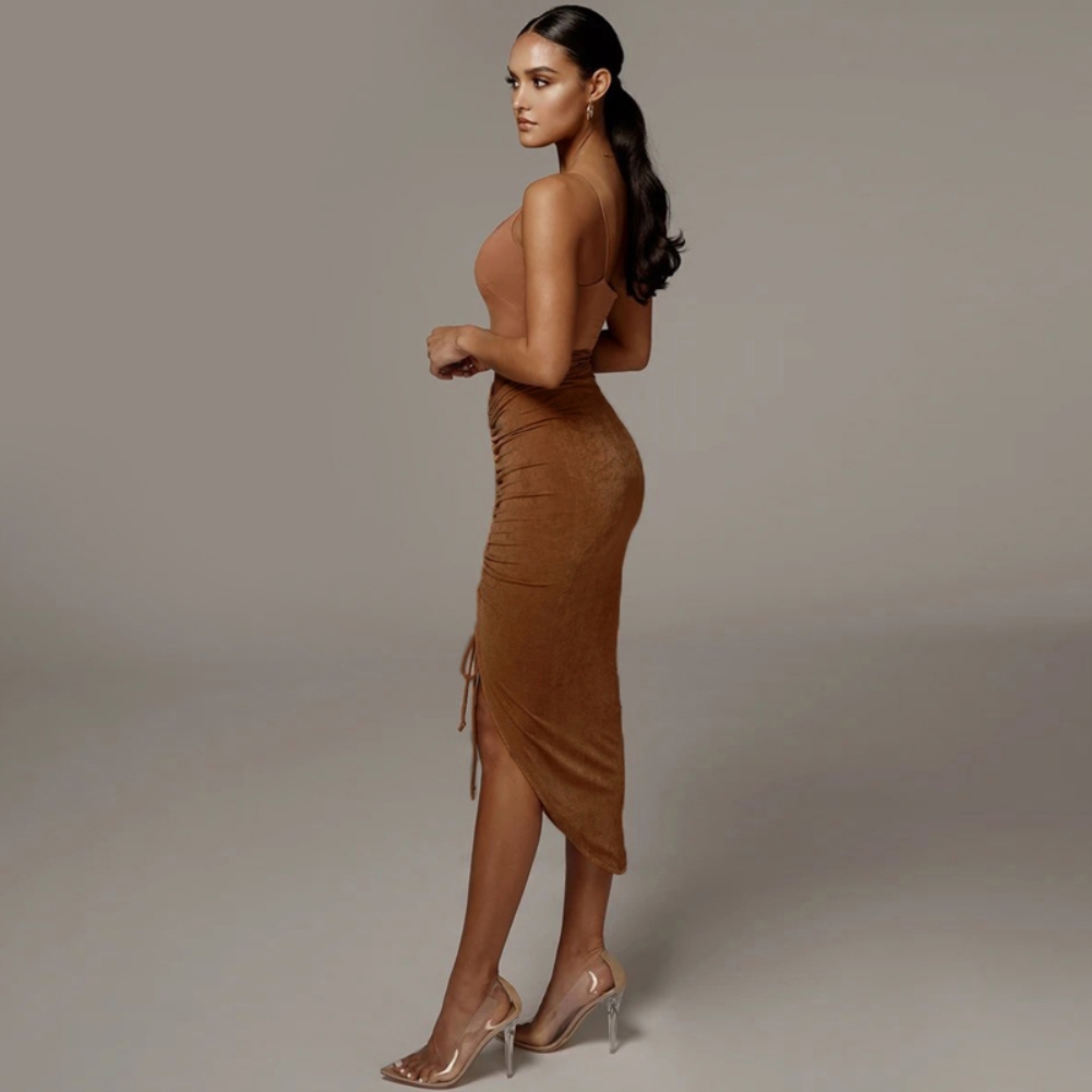 Sexy Irregular Ruched Midi Skirt