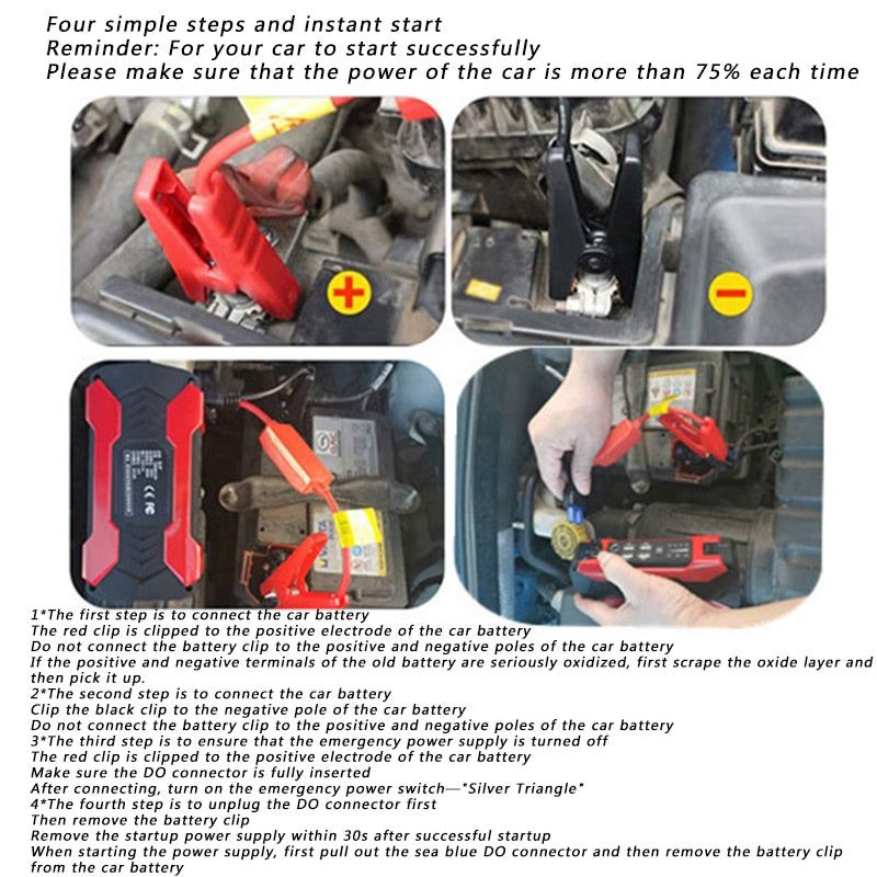 Car Jump Starter Starting Device Battery Power Bank 400A Jumpstarter Auto Buster Emergency Booster
