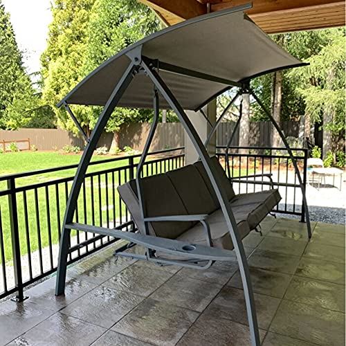 3 Person Patio Swinging Bench with Adjustable Canopy & Weather Resistant Steel Frame