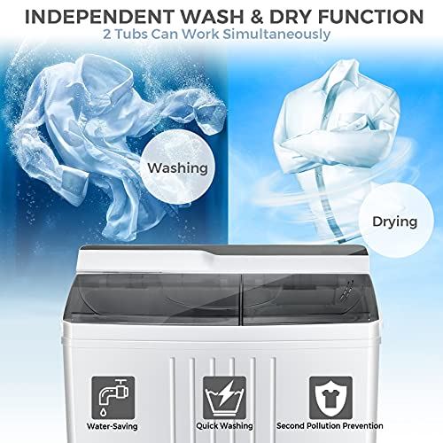 Combo, 21Lbs (14.4Lbs Washing and 6.6Lbs Spinning), Compact Mini Laundry