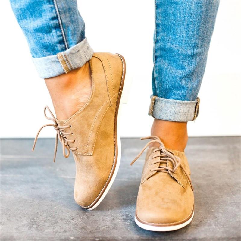 Womens Oxford Shoes Comfort Low Heel Lace-up Daily Loafers