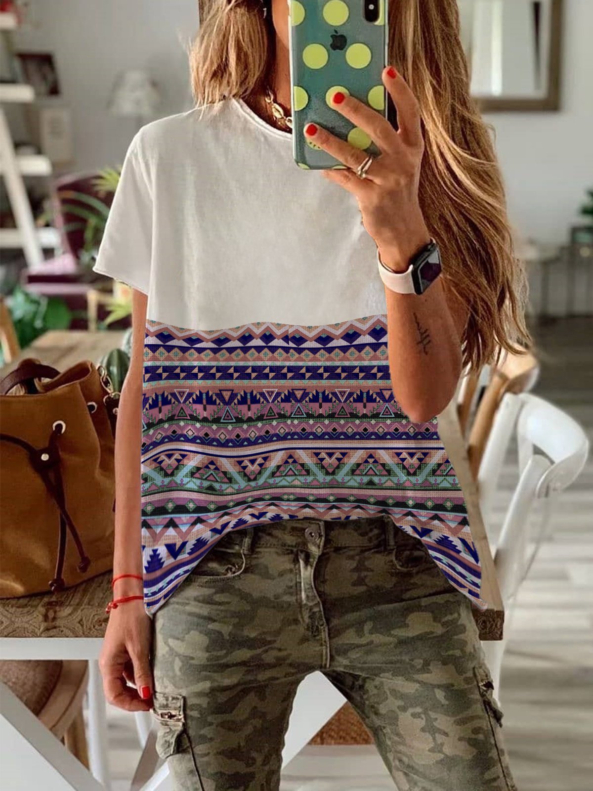 Casual Daily Printed T-shirt