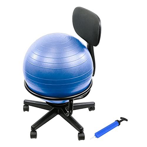 CanDo Metal Ball Chair – Inflatable Ergonomic Active Seating Exercise Ball Chair- Blue