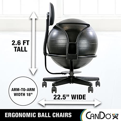 CanDo Metal Ball Chair �C Inflatable Ergonomic Active Seating Exercise Ball Chair With Air Pump-  Black