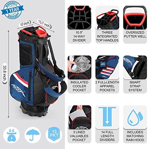 ANTNA Golf Stand Bag 14 Way Top Dividers 8 Pockets, Protable Golf Bag with Cooler