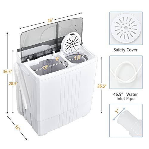 Combo, 21Lbs (14.4Lbs Washing and 6.6Lbs Spinning), Compact Mini Laundry