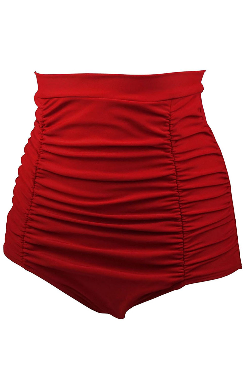 Red Retro High Waisted Swim Short