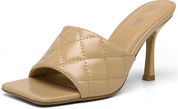 katliu Women��s Square Open Toe Heeled Sandals