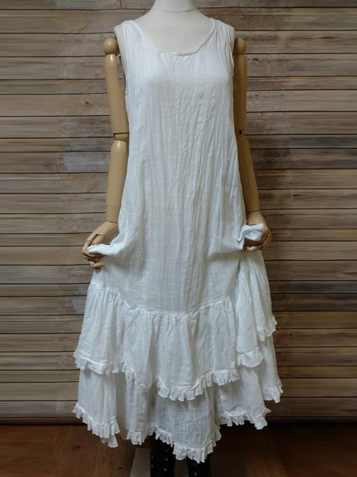 Women White Casual Round Neck Dresses