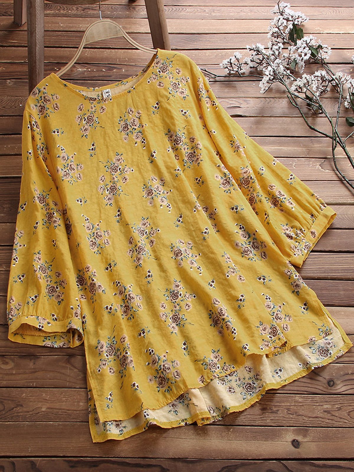 Women Casual Loose Floral Tops Tunic Blouse Shirt