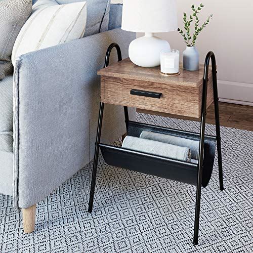 Stella Round Modern Nesting Coffee Table w/ Durable Black Metal Frame / Set of 2