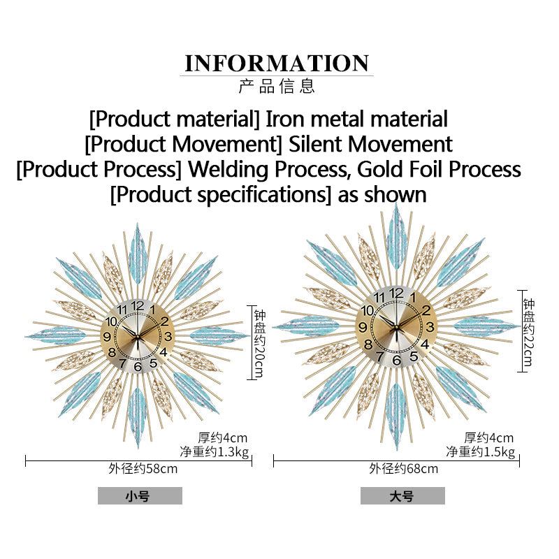 Luxury Large Wall Clocks Metal Modern Design Living Room Wall Clock